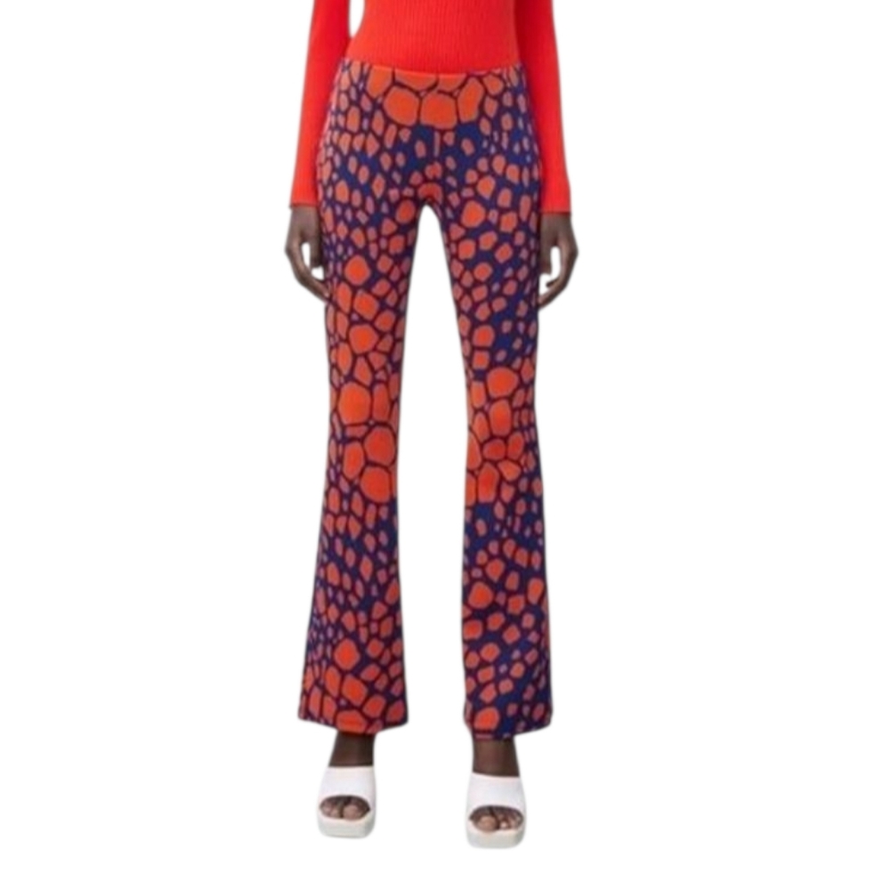 Zara Orange and Blue 70s Style Flare Pants